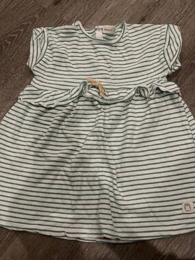 Baby Girls' Green & White Striped Casual Dress by